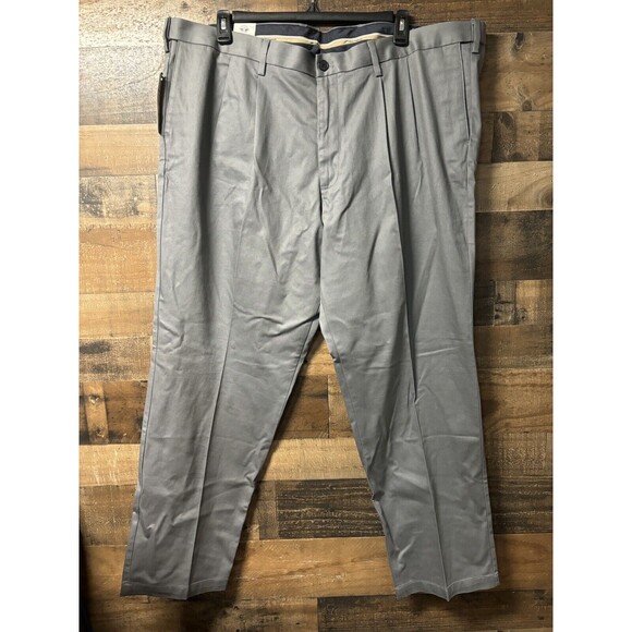 Dockers Classic Fit Signature Lux Cotton Stretch Pants-Pleated 48x32 Gray - Picture 1 of 4
